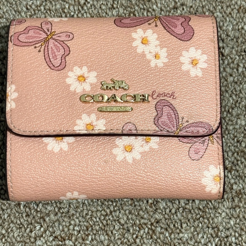 Coach Trifold Wallet in Lovely Butterfly Print